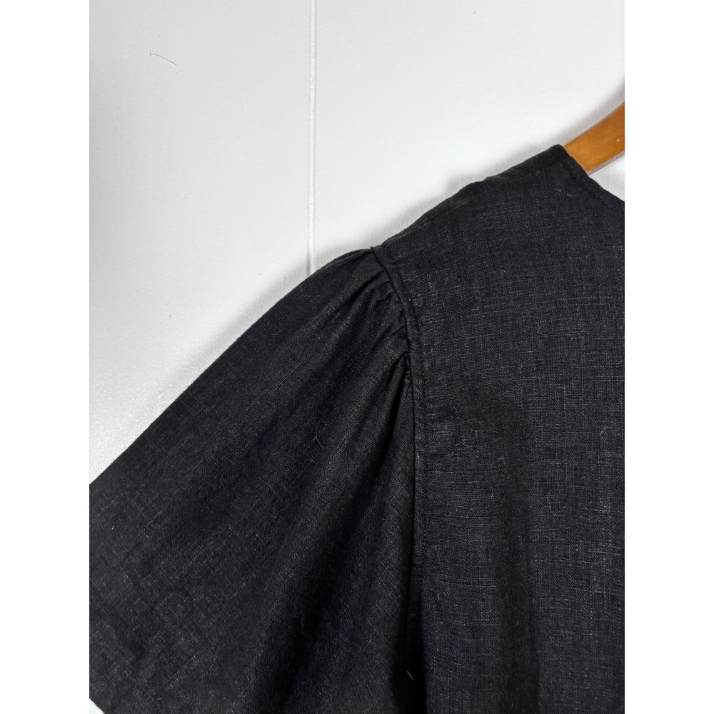 Original Nicole Miller Women XXL Black Linen Blend Short Sleeve Mini Shift Dress - Picture 7 of 12
